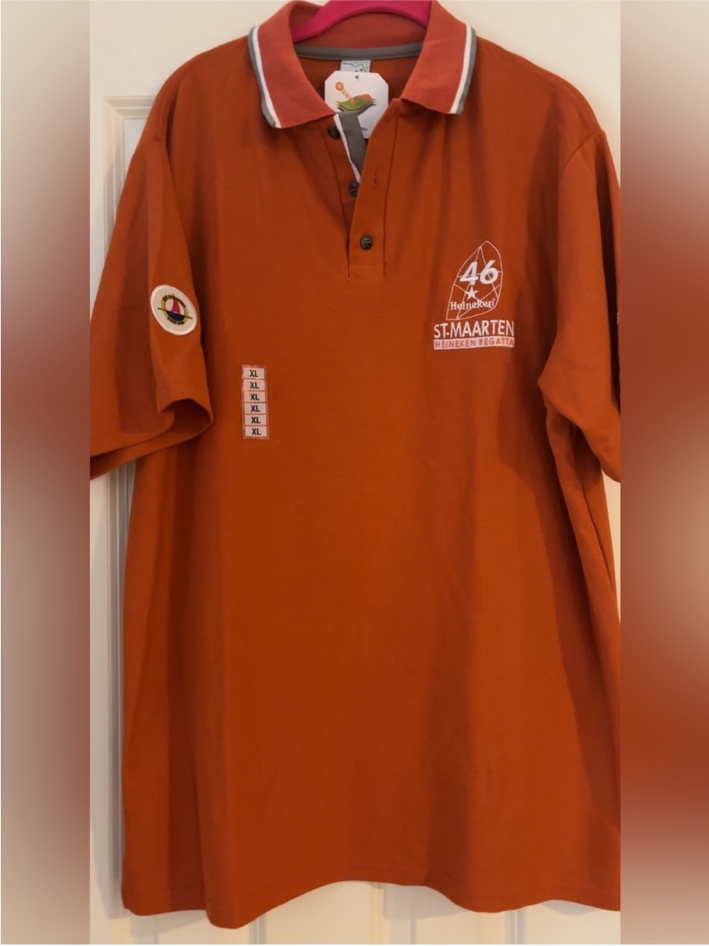 NWT ~ Men’s St. Maarten Heineken Regatta Orange Polo Shirt ~ Size XL